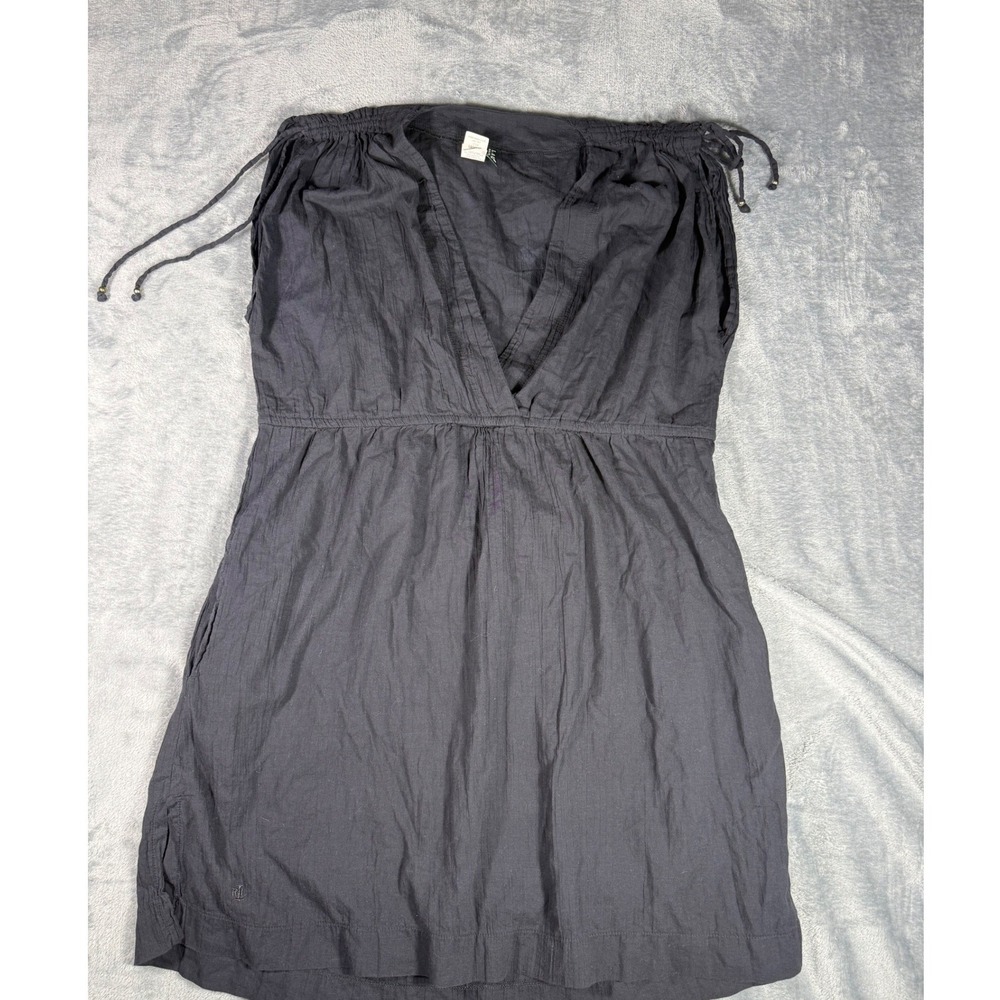 Lauren Ralph Lauren Womens Black Cotton V-Neck Empire Waist Tunic Mini Dress XL